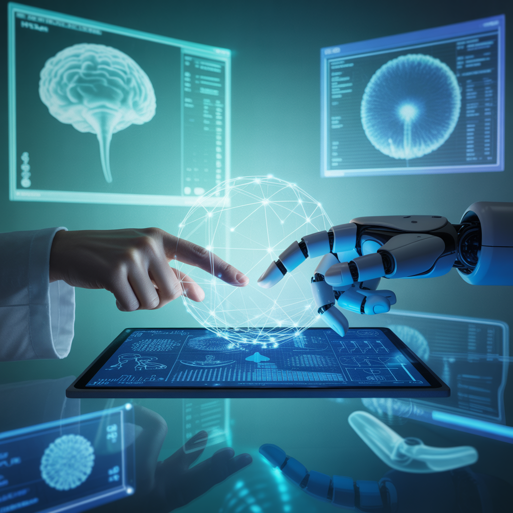 Représentation visuelle de l'IA transformant la documentation médicale.