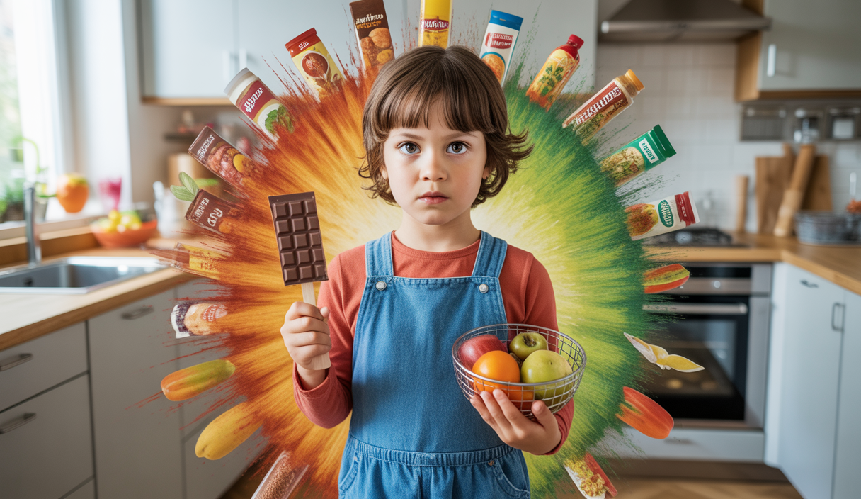 Illustration des effets des aliments ultra-transformés sur la santé des enfants