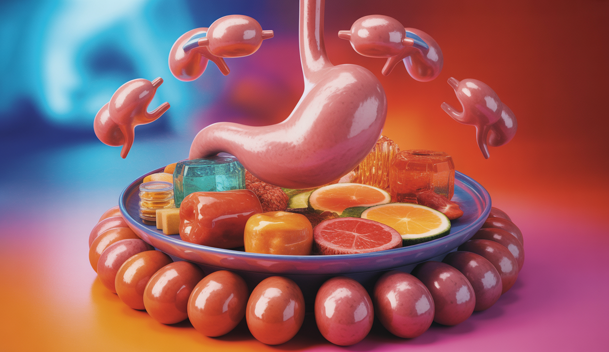 Une représentation artistique des effets des aliments ultraprocessés sur la santé en 2025.