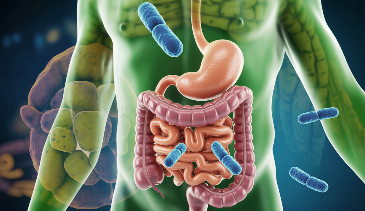 Illustration complexe du SIBO, trouble digestif