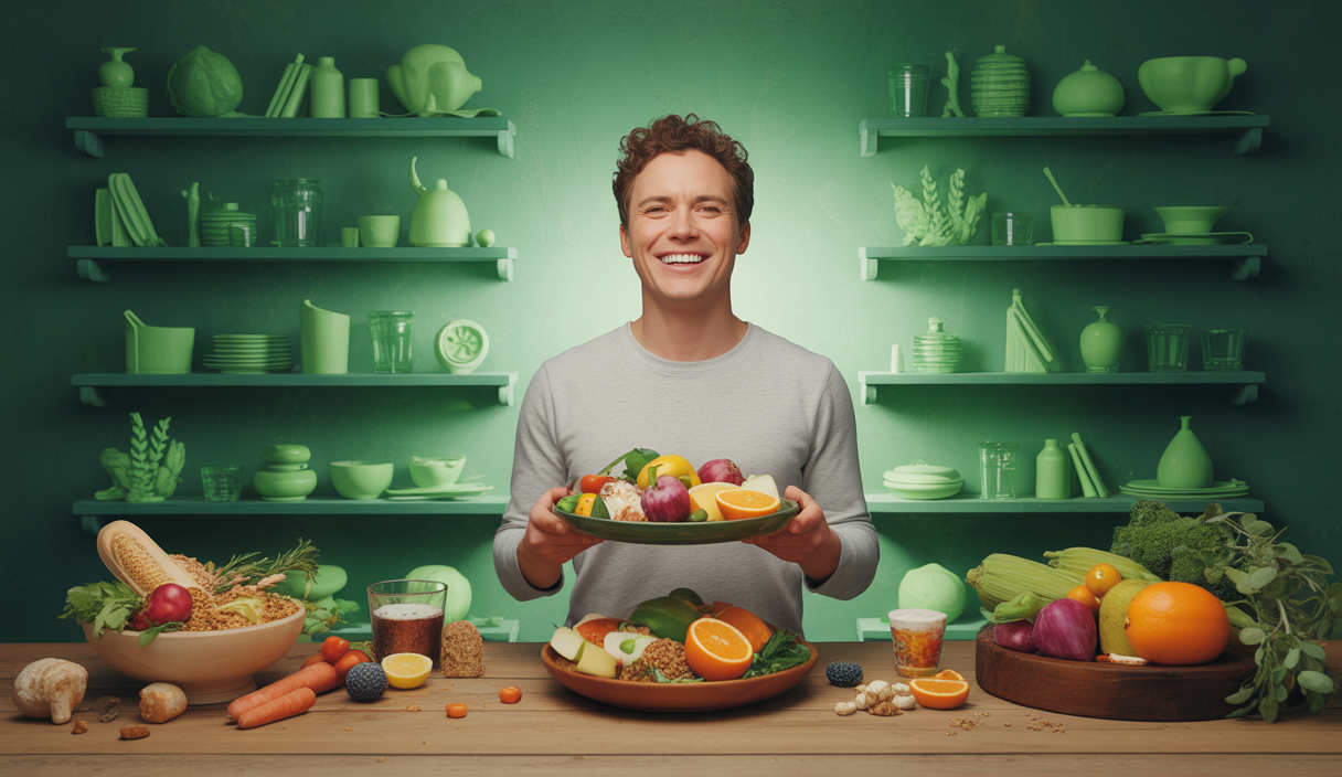 Illustration artistique du biais d'optimisme influençant les choix alimentaires.