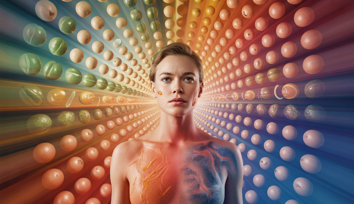 Représentation artistique des impacts des carences nutritionnelles sur le bien-être