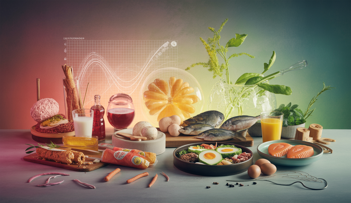 Illustration d'aliments ultratransformés et leur impact sur le métabolisme