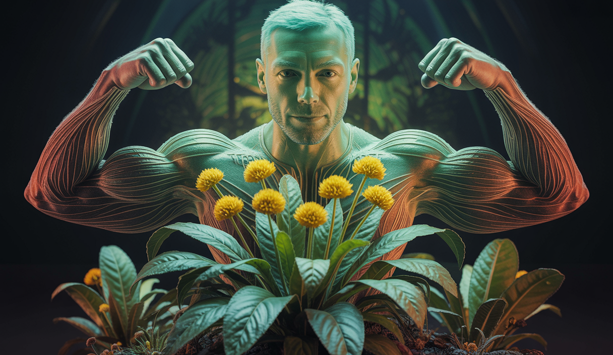 Illustration de Spilanthes acmella mettant en évidence ses propriétés musculaires